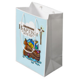 Bolsa De Regalo Mediana Personalizable, Bautizo de Niño Arca de Noé