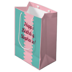 Bolsa De Regalo Mediana Personalizable, color rosa, verde azulado, bonito