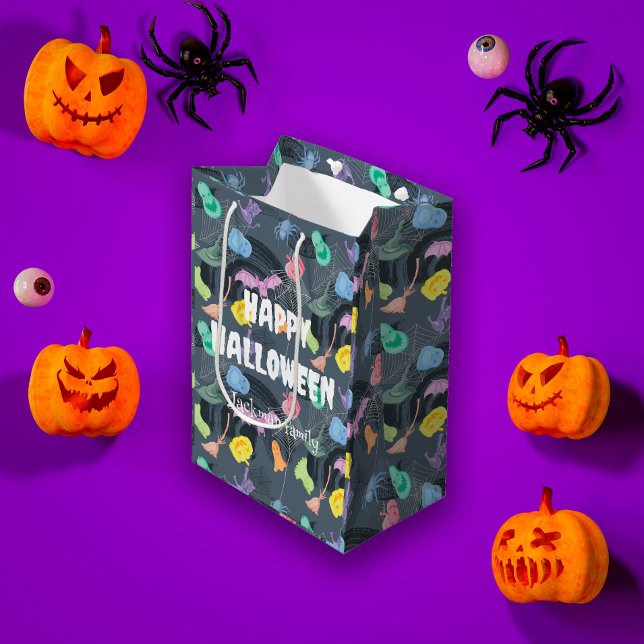 Bolsa De Regalo Mediana Personalizable Cute Halloween (Cute Halloween customizable Medium Gift Bag
)