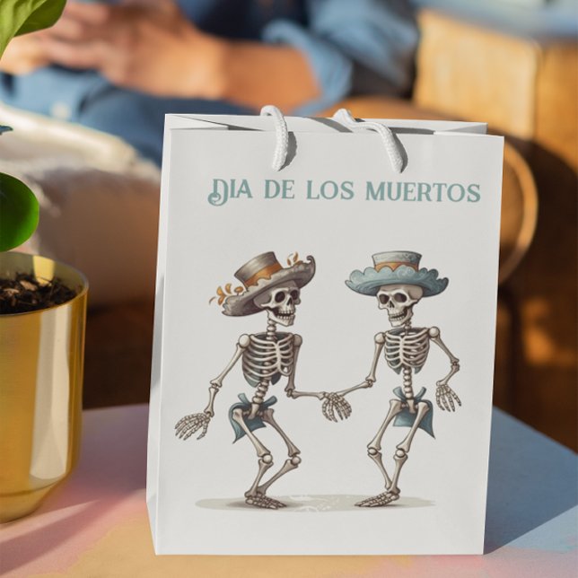 Bolsa De Regalo Mediana Personalizable de esqueletos bailarines de Dia de  (Subido por el creador)