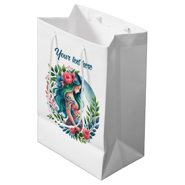 Bolsa De Regalo Mediana Personalizable de mamá embarazada (Angulo Anverso)