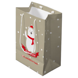 Bolsa De Regalo Mediana Personalizable de oso polar de Navidades hábiles