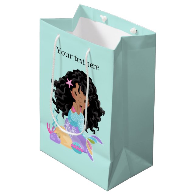 Bolsa De Regalo Mediana Personalizable de sirena de fantasía (Angulo Anverso)