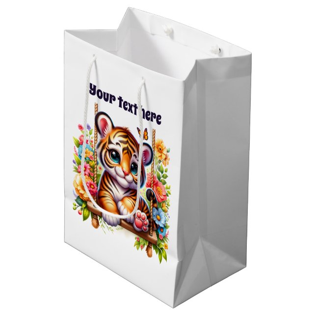Bolsa De Regalo Mediana Personalizable de tigre bebé (Angulo Anverso)