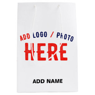 BOLSA DE REGALO MEDIANA PERSONALIZABLE MODERNO ESTILO BLANCO VERIFICADO MA