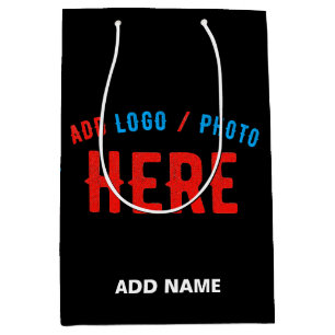 BOLSA DE REGALO MEDIANA PERSONALIZABLE MODERNO ESTILO NEGRO VERIFICADO MAR