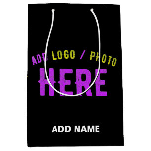 BOLSA DE REGALO MEDIANA PERSONALIZABLE MODERNO ESTILO NEGRO VERIFICADO MAR