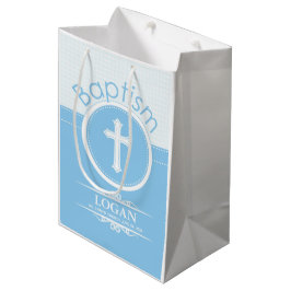 Bolsa De Regalo Mediana Personalizable, Niño Azul Hijo de Dios Bautizo