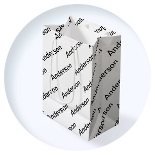 Bolsa De Regalo Mediana Personalizable Repetir texto Blanco y negro modern