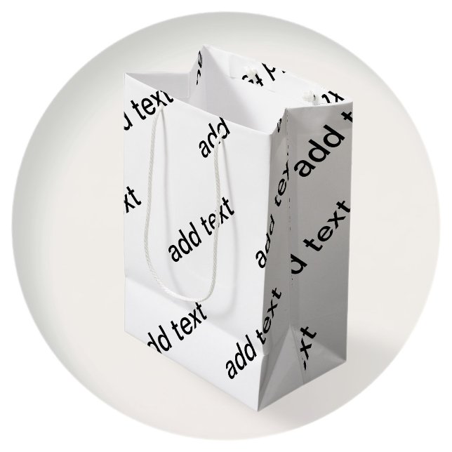 Bolsa De Regalo Mediana Personalizable Repetir texto Blanco y negro modern (Subido por el creador)