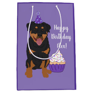 Bolsa De Regalo Mediana Personalizable Rottweiler Cumpleaños