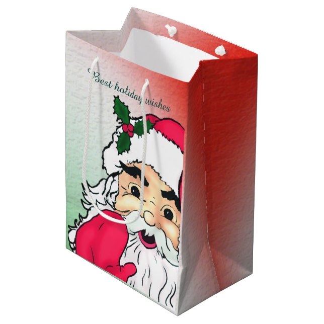 Bolsa De Regalo Mediana Personalizable Santa Claus (Angulo Anverso)