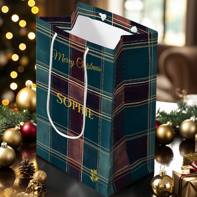 Bolsa De Regalo Mediana Personalizable Verde azulado y borgoña en vacacion (Subido por el creador)