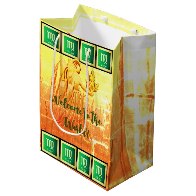 Bolsa De Regalo Mediana Personalizable Virgo - Bebé bebé feliz de cumpleañ (Angulo Anverso)