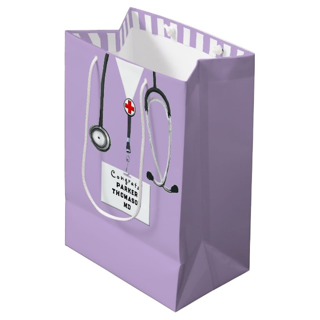 Bolsa de regalo mediana personalizada para médico (Angulo Anverso)