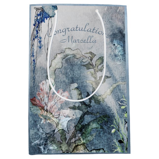 Bolsa De Regalo Mediana Personalizado bajo la costa del mar (Anverso)