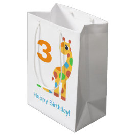 Bolsa De Regalo Mediana Personalizado colorida Giraffe Feliz cumpleaños Pe