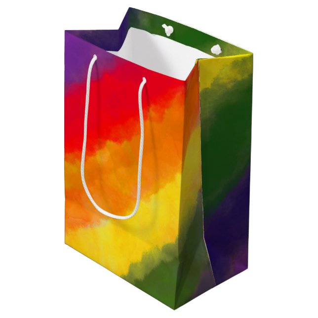 Bolsa De Regalo Mediana Personalizado de acuarela arcoiris (Angulo Anverso)
