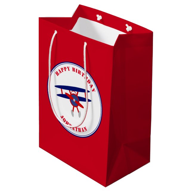 Bolsa De Regalo Mediana Personalizado de Aviones Rojos y Azules (Angulo reverso)
