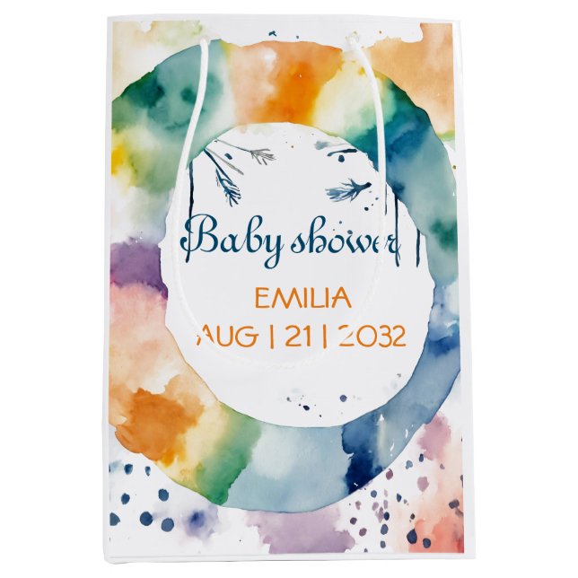 Bolsa De Regalo Mediana Personalizado de Baby Shower de Cute BOHO (Anverso)