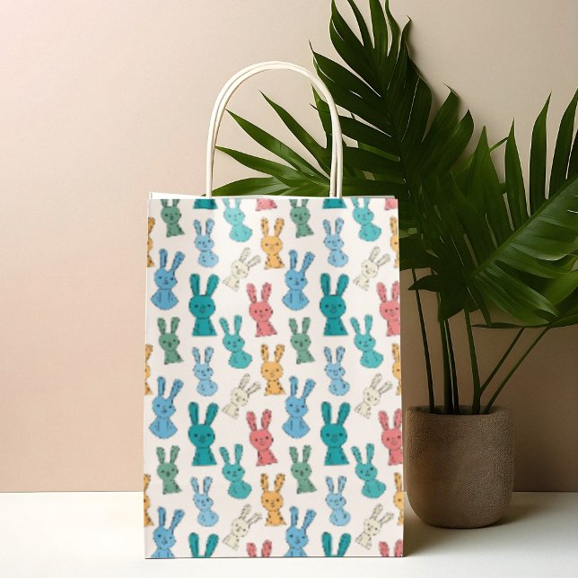 Bolsa De Regalo Mediana Personalizado de conejo multicolor (gift bag, birthday surprise gift bag, teddy bear gift bag, wine gift bag, travel bag, use and throw )