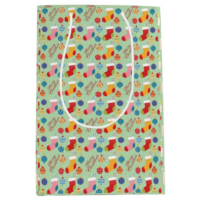 Bolsa De Regalo Mediana Personalizado de feriado de Navidades festivos (Anverso)
