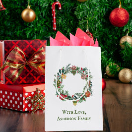 Bolsa De Regalo Mediana Personalizado de guirnaldas y ornamentos de Navida