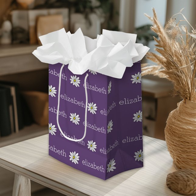 Bolsa De Regalo Mediana Personalizado de margarita y marrón amarilla (Custom Gift Bag)