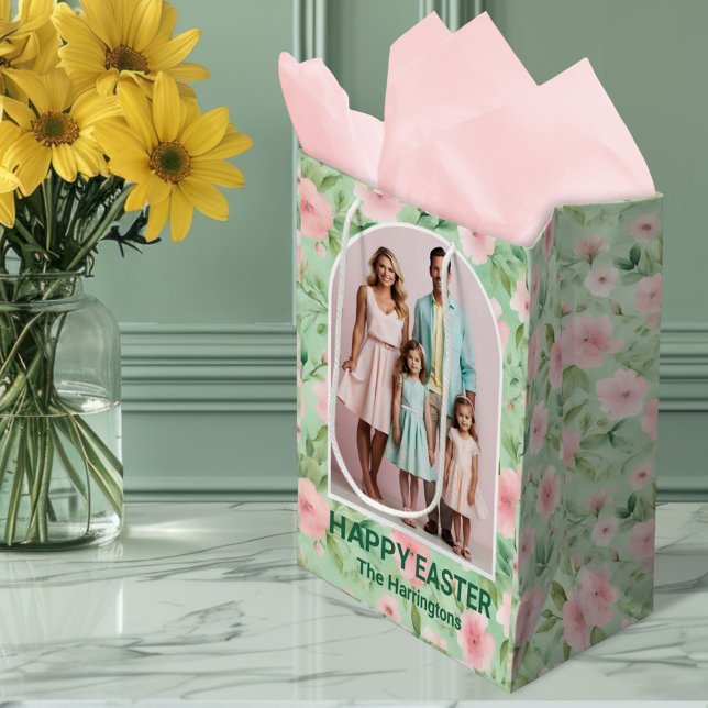 Bolsa De Regalo Mediana Personalizado de Pascua Foto Pastel Pink & Green F (Subido por el creador)