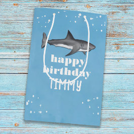 Bolsa De Regalo Mediana Personalizado de tiburones de la fiesta de cumplea