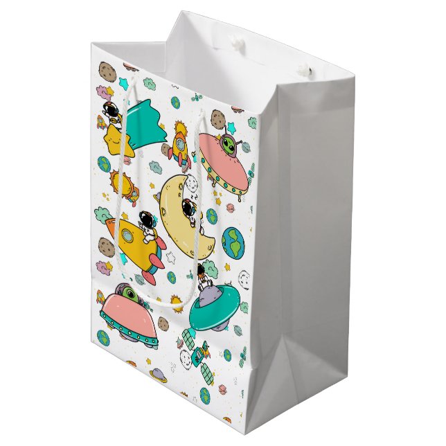 Bolsa De Regalo Mediana Personalizado del espacio ultraterrestre astronaut (Angulo Anverso)
