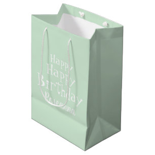 Bolsa De Regalo Mediana Personalizado Feliz Cumpleaños Pastel Mint Green
