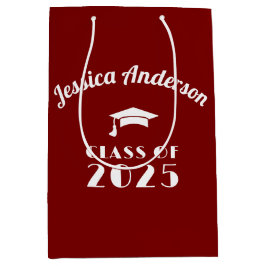 Bolsa De Regalo Mediana Personalizado Graduación Rojo y Blanco 