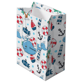 Bolsa De Regalo Mediana Personalizado náutico de ballena corta