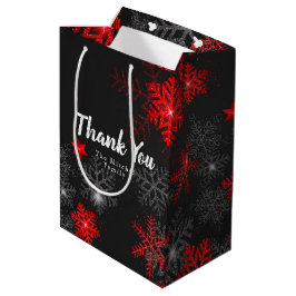 Bolsa De Regalo Mediana Personalizado negro Navidades de copos de nieve añ
