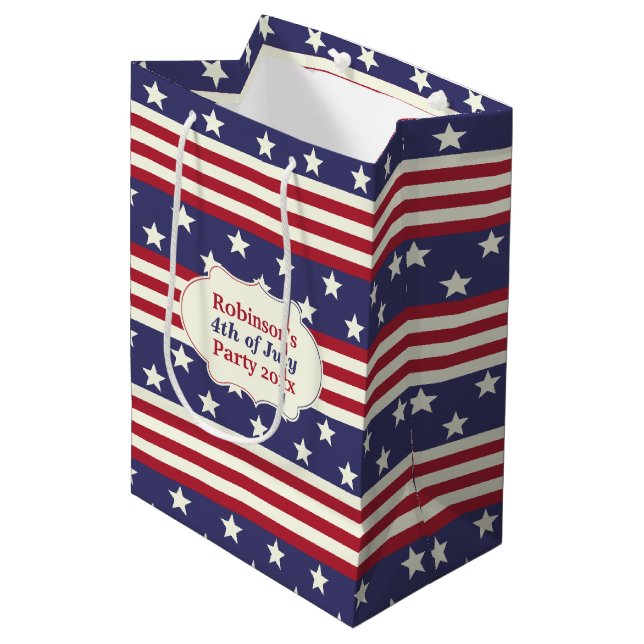 Bolsa De Regalo Mediana Personalizado patriótico de la bandera americana (Angulo Anverso)