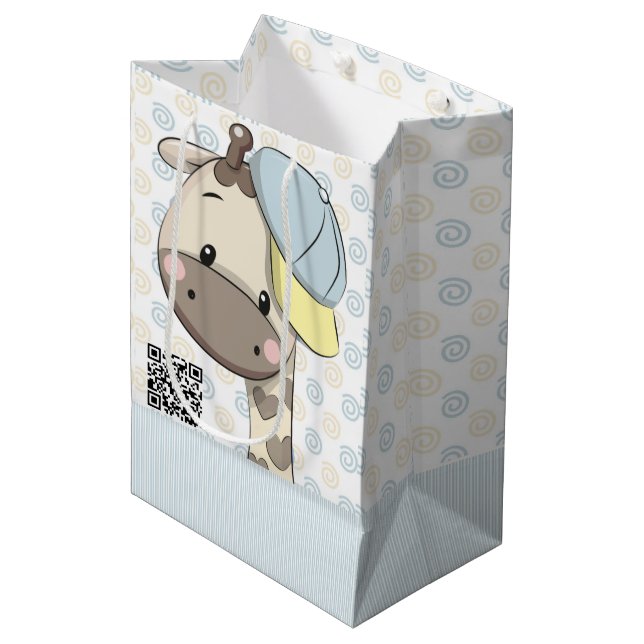 Bolsa De Regalo Mediana Personalizado Personalizado Baby Boy Giraffe (Angulo Anverso)
