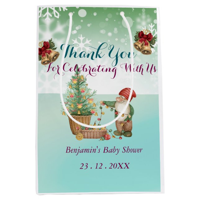 Bolsa De Regalo Mediana Personalizado Pine Star Baby Shower (Anverso)