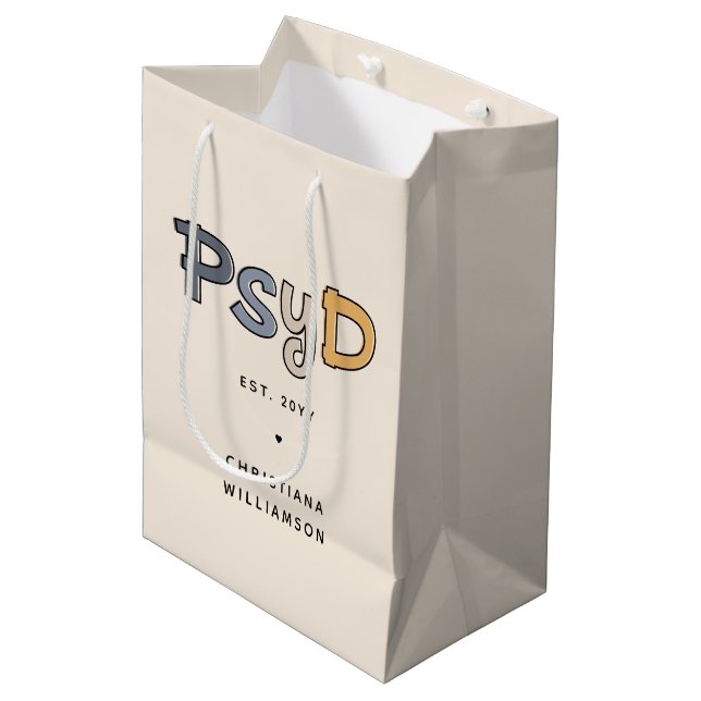 Bolsa De Regalo Mediana Personalizado PsyD Médica de Psicóloga (Angulo Anverso)