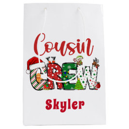 Bolsa De Regalo Mediana Personalizado Retro Cousin Crew Navidades Doodle