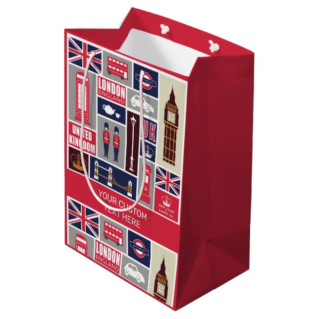 Bolsa De Regalo Mediana Personalizado Text London UK Icons (Angulo reverso)