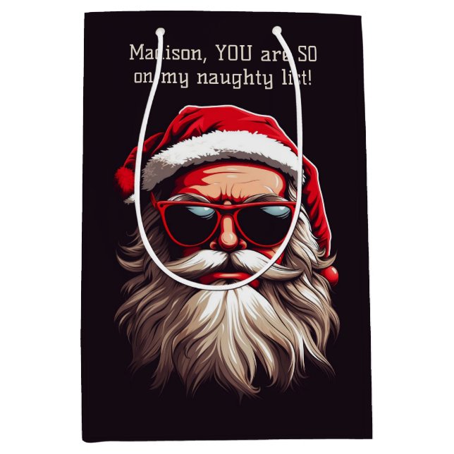 Bolsa De Regalo Mediana Personalizado Texto Grumpy Santa (Anverso)