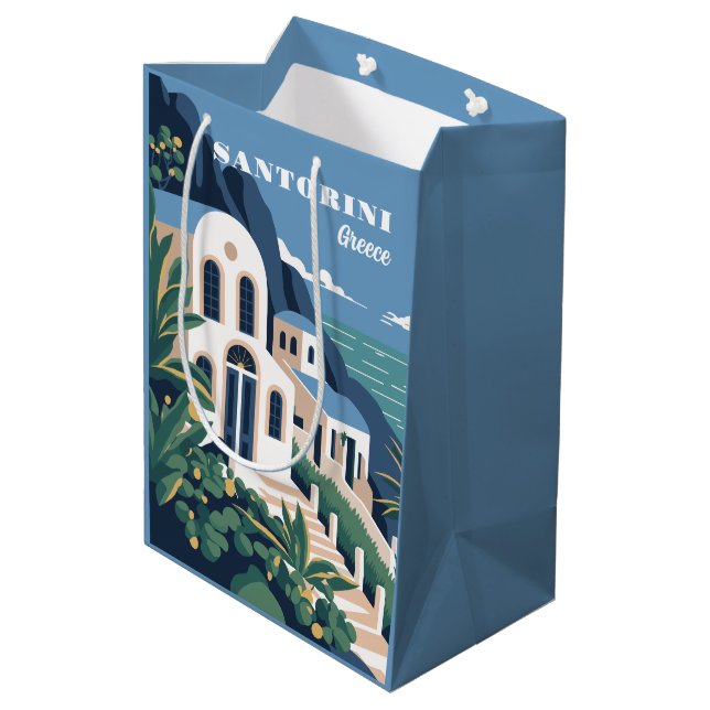 Bolsa De Regalo Mediana Personalizado Textos Santorini Grecia (Angulo reverso)