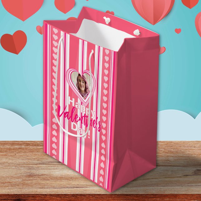Bolsa De Regalo Mediana Personalizado Valentine Day Stripes (Subido por el creador)