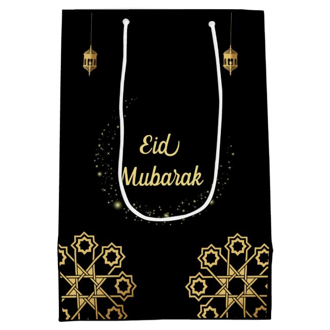 Bolsa De Regalo Mediana Personalizar de oro de Eid Mubarak (Reverso)