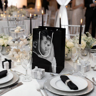 Bolsa De Regalo Mediana Personalized Black & White Photo Gift Bag