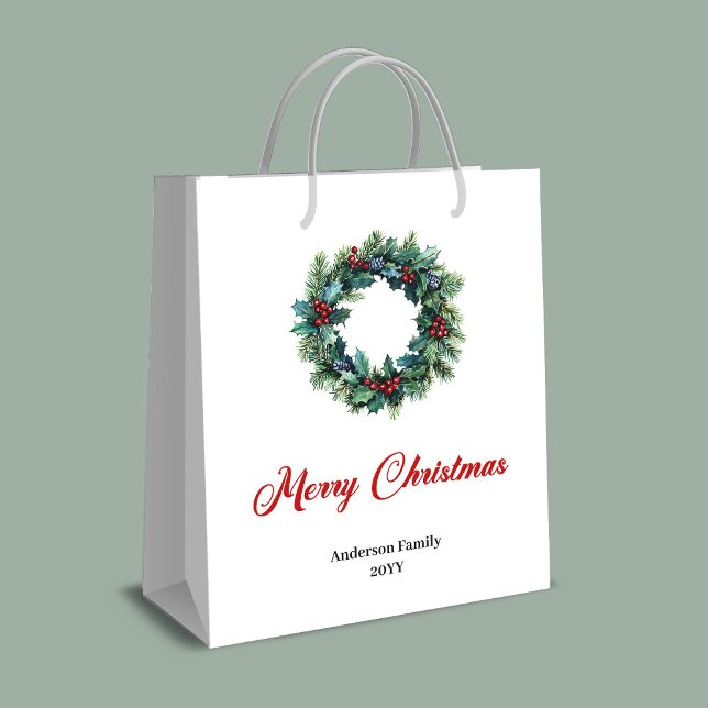 Bolsa De Regalo Mediana Personalized Christmas wreath bag for festive gift (Personalized Christmas wreath bag for festive gifts)