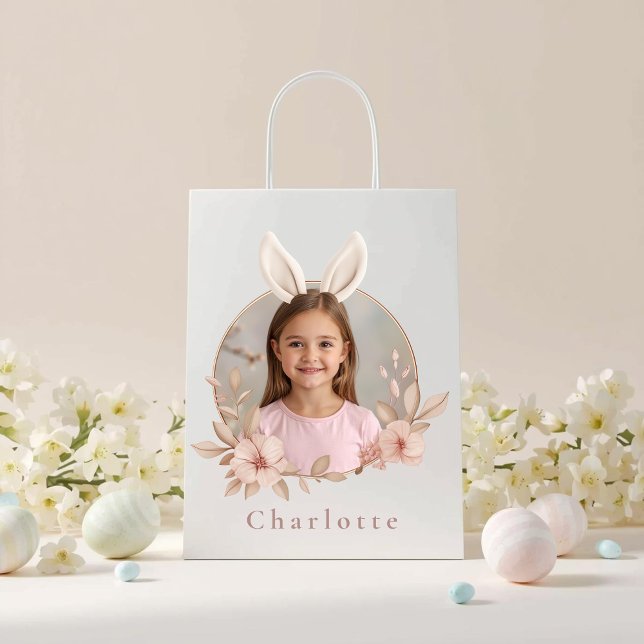 Bolsa De Regalo Mediana Personalized Easter Bunny Photo Gift Bag (Subido por el creador)