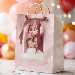 Bolsa De Regalo Mediana Personalized Fa La La La Pink Christmas Photo