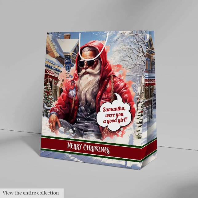 Bolsa De Regalo Mediana Personalized Gift Bag Cool Santa Claus Holiday (Personalized Gift Bag Cool Santa Claus Holiday Style)